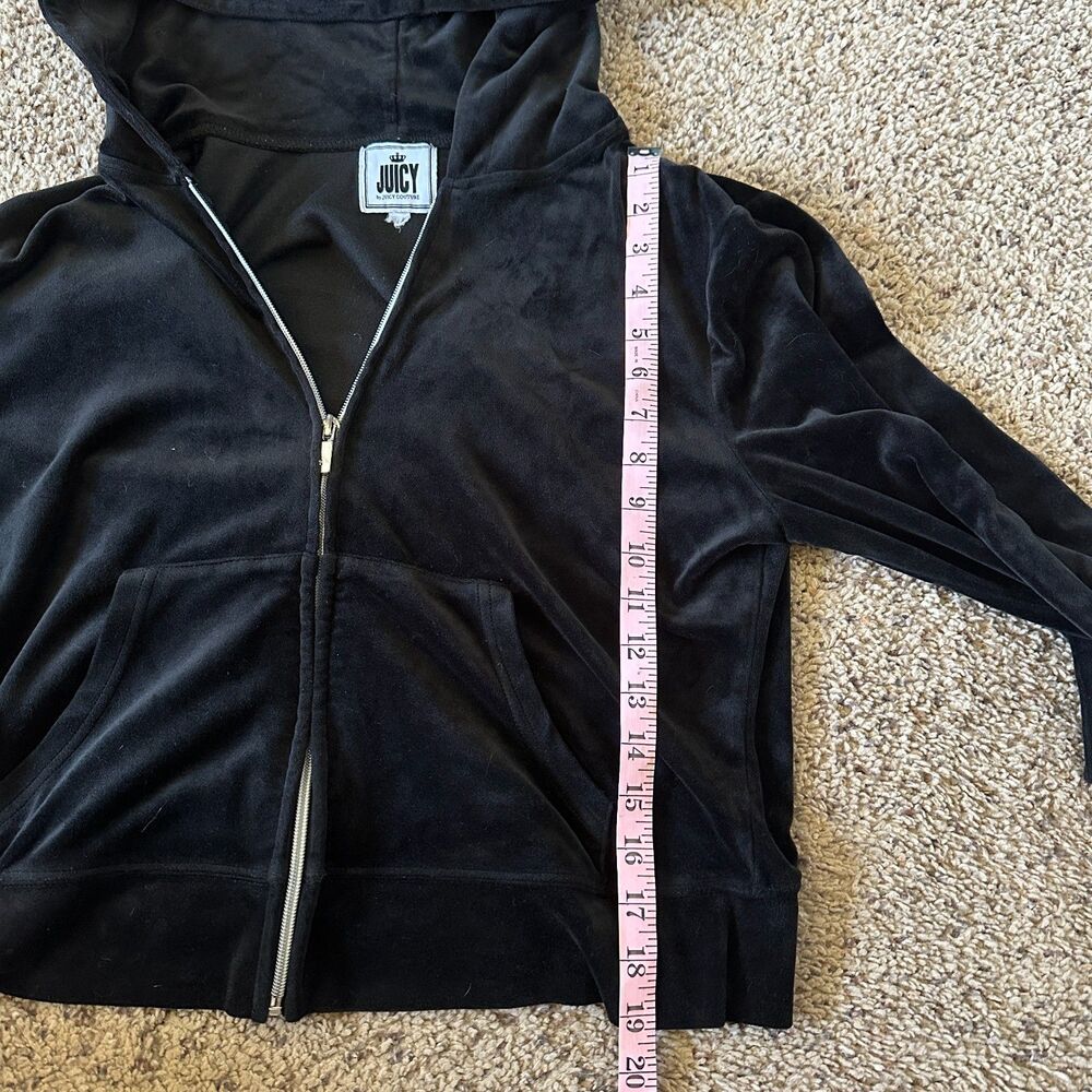 Juicy Couture Y2K Black Womens Velour Zip Up Hoodie - Picture 6 of 7